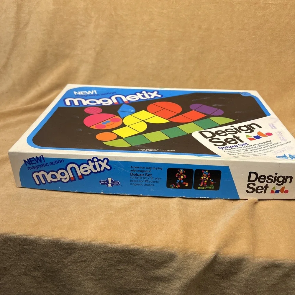 1985 Magnetic Action Deluxe Design Set colorful shapes Magnetic Collage 98 Piece